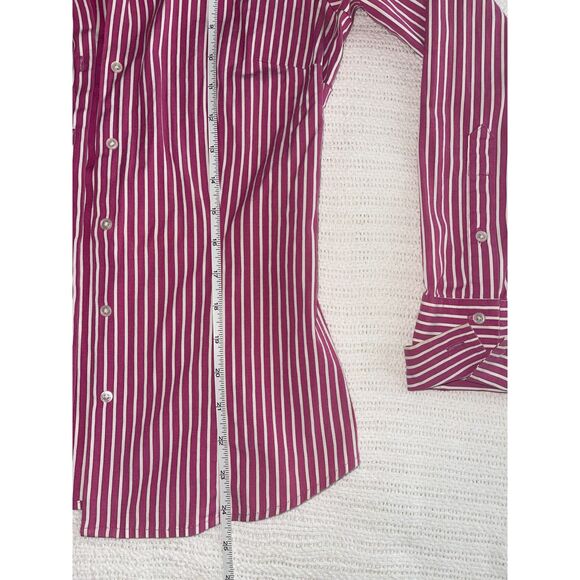 Express Women’s Ultimate Essential Red/White Striped Button Shirt Sz 2 - Picture 5 of 6